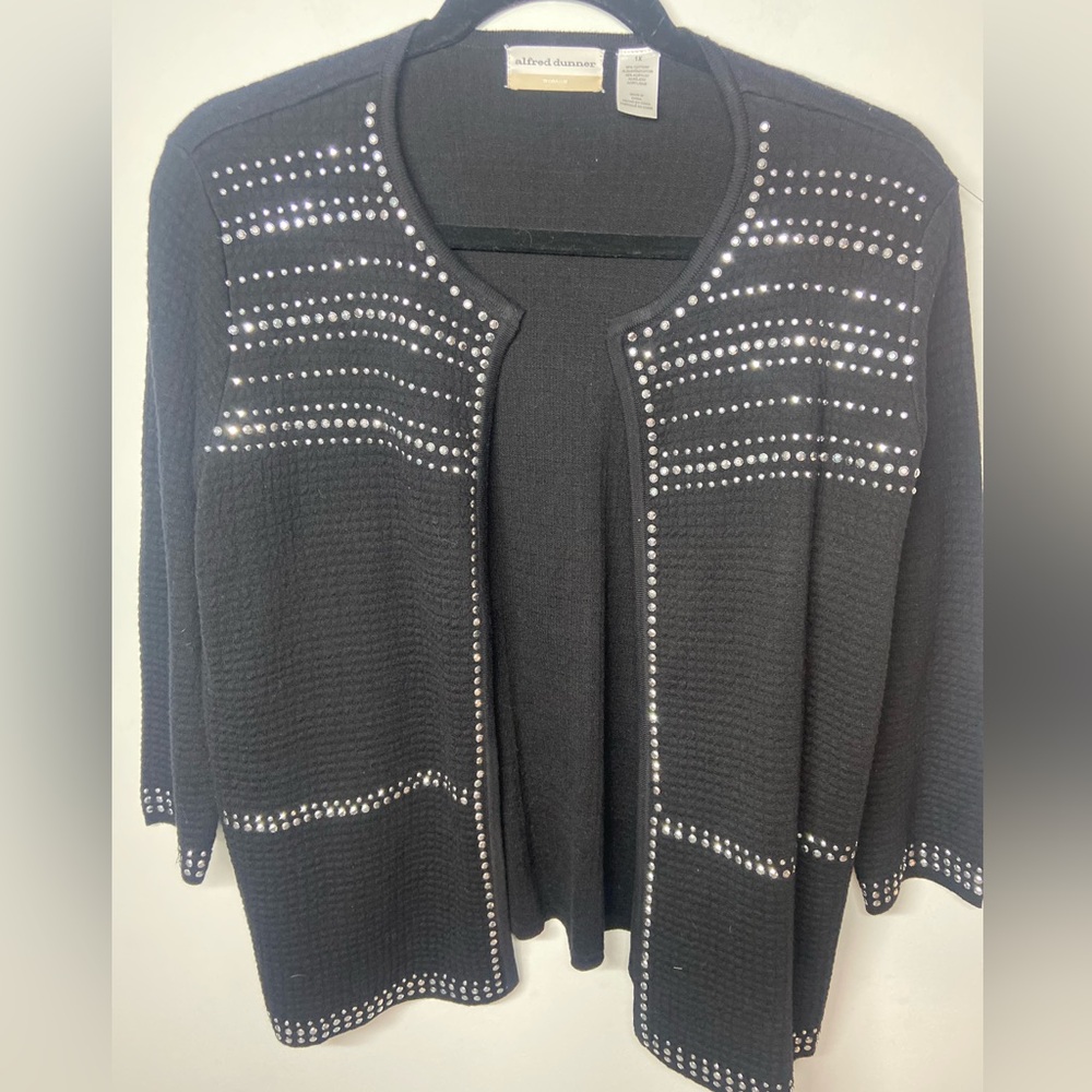 Alfred Dunner Black Studded Cardigan